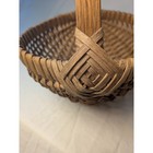 Vintage Hand Woven Split Oak Buttock Basket Primitive God s Eye Handle 8 5 Inch