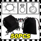 100 Black Velvet Drawstring Velour Pouch Jewelry Baggie Ring Gift Bag Pouch Set