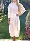 Vintage Lanz Originals Usa 2 Piece Dress Eyelet Pink Cottage Core Prairie