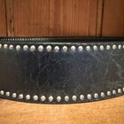 Calvin Klein Jeans Black Leather Studded Belt Silver Buckle 7450600 Womens Wide