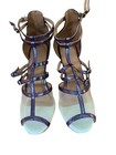 Burju Arielleiridescent Blue And Silver Strappy Mesh Latin Dance Heels  Size 9 5