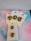 Vintage Buttons 5 Pretty Gold Tone Black Spiral Matching 2 Szs 1-1 8  11 16  My