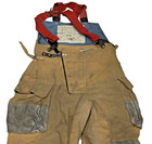 42x27 Quaker Firefighter Turnout High Back Pants Brown With Suspenders P1448