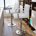 Alden Design Adjustable Swivel Bar Stools Modern Faux Leather Bar Chair Set Of 2