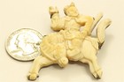 Vintage Chinese Export Carved Man On Horse Figural Brooch Pin