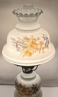 Vintage Hurricane Lamp Blue Floral Large 22    Tall  Night Light Base Key Turn Mcm