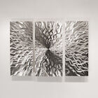 Modern Abstract Metal Wall Sculpture Art Contemporary Painting Home Decor Silver