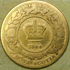 1864 Circulated Brown Nova Scotia Canada One Cent Large Cent Queen Victoria