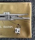Guaranty National Bank Tulsa Oklahoma Vtg Bank Bag 10 5    Gold Vinyl Zippered 