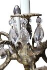 Vintage Mcm Electric Brass Candelabra Crystal Prisms 5 Light Table Lamp