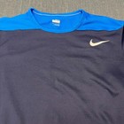 Nike Fit Dry Men s T-shirt Size L Blue Swoosh Short Sleeves Tennis Athletic