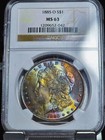 1885 O Morgan Silver Dollar Ngc Ms63 Monster Rainbow Eor Toned Coin Vivid Colors