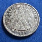 1884 Chile 1 Peso Km 142 1 Santiago Au Details Cleaned  900 Silver Condor