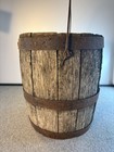Antique Vtg Wooden Bunghole Bucket Metal Band Wire Bail Handle primitive  1880   s