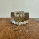 Antique Vintage Desktop Glass Cube Fountain Pen Paperweight Ink Well Heavy