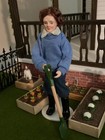 1 12 Dollhouse Miniature Porcelain    tom    Male Doll In Blue Sweater   Rain Boots