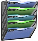  5 Pockets Wall File Holder Organizer Office Hanging Magazine Rack 5 Tier Black
