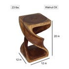 Haussmann Wood Double Twist End Table 12x12x20 In Height Walnut Oil