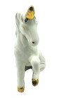 Vintage Porcelain Unicorn White   Gold Leg Up