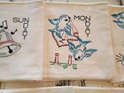 Vintage 50s Bluebird 7 Days Flour Sack Kitchen Towels Tea Handmade Cottagecore