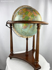 Vintage 16  Replogle Heirloom Rolling Wood Illuminated Lighted Floor World Globe