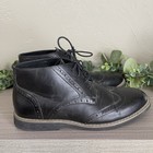 Alpine Swiss Men   s Geneva Wing Tip Dress Shoes Black Lace Up Ankle Boots 11