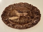 German Hand Carved Stag Or Elk Wood Hanging Plate 3 Dimension Carving  Forest 9   