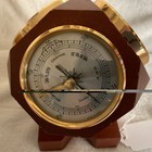 Vintage Standing Weather Station Wood Brass Thermometer Barometer Hygrometer 