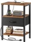 Functional 3-tier Nightstand With Charging Station - Adjustable Drawer Included