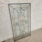 Vintage Leaded Glass Window Panel Clear Beveled Transom Suncatcher 20x12in