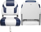 Leader Accessories Pair Elite Low Back Folding Fishing Boat Seats  2  White blue