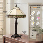 Tiffany Table Lamp  Vintage Style Desk Lamp With Stained Glass Shade  Mid Centur