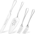 Wedding Cake Knife And Server Set  Silver 4-piece With Forks