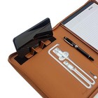 Phone Charging Business   Travel Portfolio W built-in Power Bank- Zipper Brown