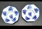 2 Cracker Barrel Porcelain Candle Holder Cobalt Blue White Vintage   See Photos 