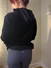 Vintage Y2k Onque Casuals M Black Velour Embroidered Floral Zip Hoodie