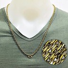 Necklace Stainless Gold Laser Thick Chain Multi Hook Wearing Thai Amulet  17858