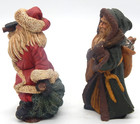 Folk Art Rustic  2  German Santas Hand Painted Resin Signed Dated Figures