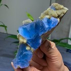 453g Rare Transparent Blue Cubic Fluorite Mineral Crystal Sample china
