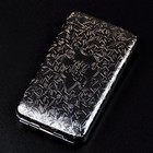 Vintage Metal Portable Black Engraving Cigarette Case Flip Top Three Open 113mm