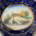 Hudson Ny New York Souvenir Porcelain Toll Gate Cobalt Trinket Antique Dish