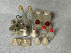 Lot Of Nine  9  Vintage Glass Salt   Pepper Shakers Glass Metal Plastic