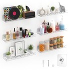 6 Pack Floating Shelves - Acrylic pet Wall Mounted Non 6-piece Set Clear