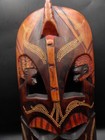 African Tribal Hand Carved Wood Warrior Face Mask Wall Decor Art