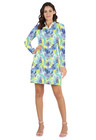 Ibkul Lessie Mock Neck Dress Size Small Long Sleeve Jade Multi Golf Womens New