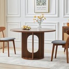 Round Fluted Dining Table For 4 circle Kitchen Table Wooden Pedestal Base walnut