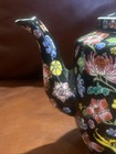 Gorgeous Famille Noir Floral Jingdezhin Chinese Teapot Vintage