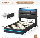 Pu Upholstered Twin  Full  Queen Bed Frames With Storage Headboard   Led Lights