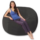 Comfy Sacks Memory Foam Bean Bag Chair Charcoal Furry
