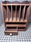 Vintage Wooden Desk Office Letter Drawer Box Organizer Wood Knob  10  Height 